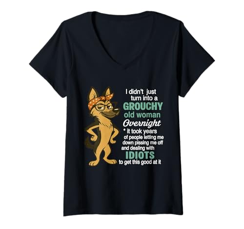 Damen Lustiger Hund, den ich Nicht nur über Nacht in eine mürrische alte Frau verliebt Habe T-Shirt mit V-Ausschnitt Damen Lustiger Hund, den ich Nicht nur über Nacht in eine mürrische alte Frau verliebt Habe T-Shirt mit V-Ausschnitt von Husky I Didn't Just Into A Grouchy Old Women