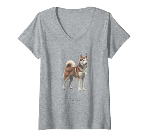 Damen Vintage Husky Hund T-Shirt mit V-Ausschnitt Damen Vintage Husky Hund T-Shirt mit V-Ausschnitt von Husky Lover Vintage Clo.