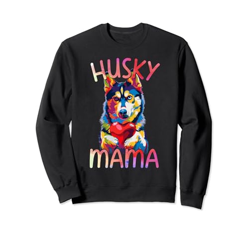 Husky Lover Mama Herz Pop Art Damen Husky Mom Sweatshirt von Husky Lovers Designs