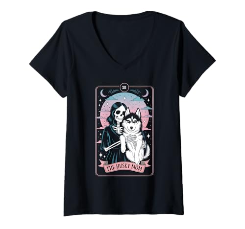 Damen Die Husky-Mom T-Shirt mit V-Ausschnitt Damen Die Husky-Mom T-Shirt mit V-Ausschnitt von Husky Mama Tarot