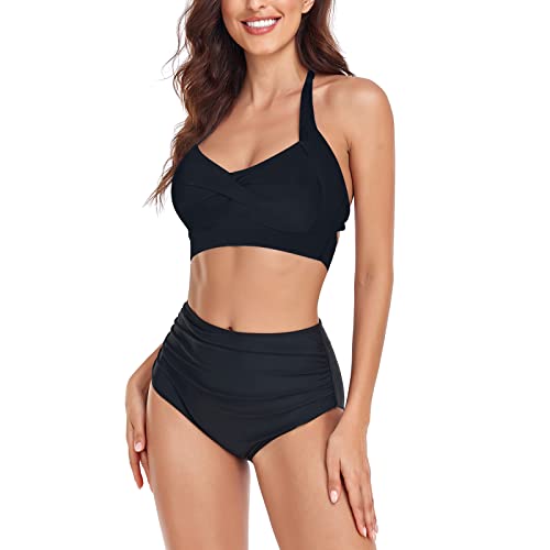 Husmeu Damen Badeanzug Bikinis Badeanzüge Bauchweg Bademode Monokinis, Swimsuit Frauen Badeanzüge M Schwarz von Husmeu