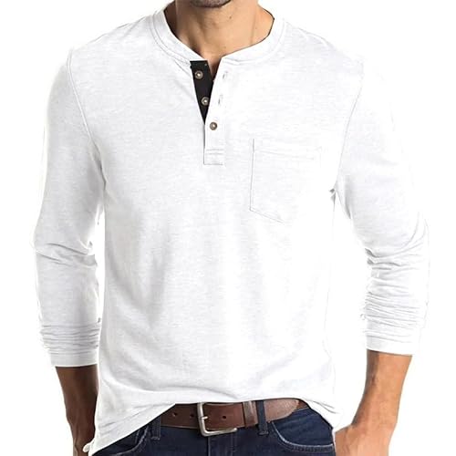 Langarm-T-Shirt für Männer für den Sommer, Outdoor-Blusen，Frühling Hemden，Kühl und atmungsaktiv Weiß M von Husmeu