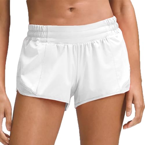 Husnainna 2,5" Laufshorts für Frauen mit eingebautem Innenfutter, Mesh-Athletikshorts mit Reißverschlusstaschen, Yoga-Workout- und Gymnastik-Shorts H027-White-B6S von Husnainna