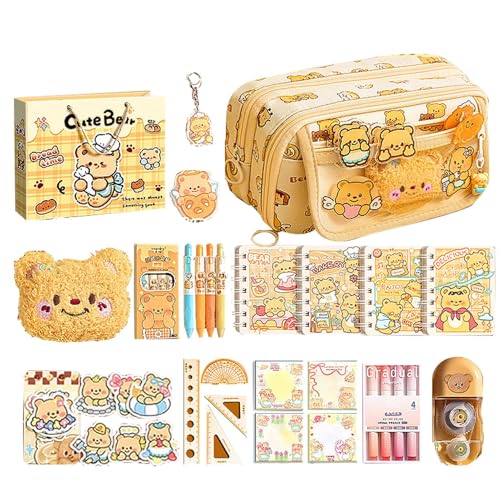 Husoiuy Bleistiftbeutel, Bleistiftbeutel - Bärenmuster Design Stationery Make -up -Tasche | Breite Eröffnungsmündung Schreibwarenhalter Schulmaterial für Mädchen Männer Frauen Erwachsene von Husoiuy