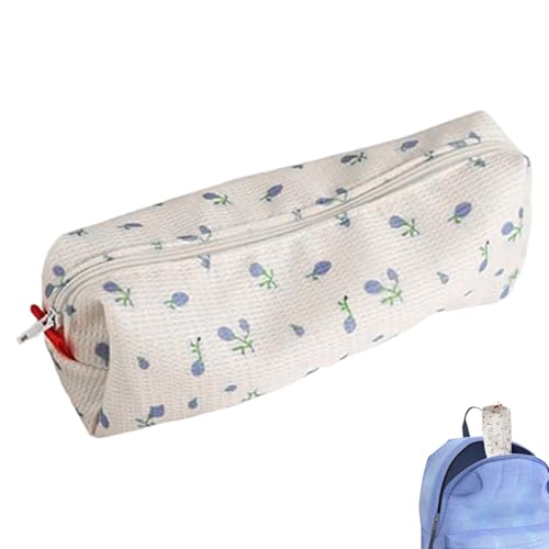 Husoiuy Federmäppchen Mit Rosa Blumenmuster | Federmäppchen Im Frischen Stil | Niedliche Federtasche Aus Canvas Mit Blumenmuster, Bleistifthalter - Einfacher Kosmetik-Aufbewahrungs-Organizer von Husoiuy