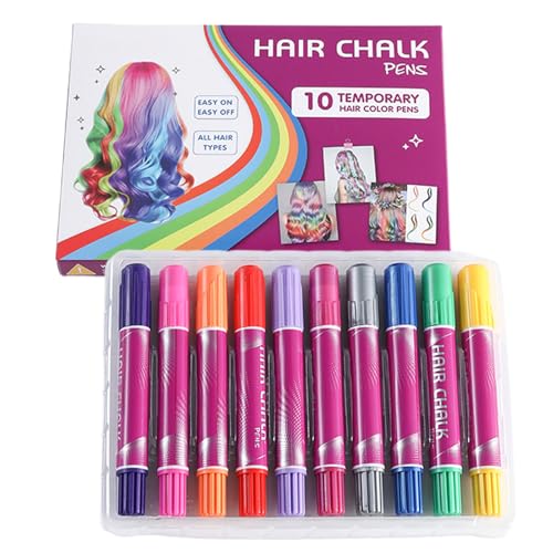 Husoiuy Haarkreide Für Mädchen Waschbar | Haarkreide-Set Mit 10 Farben - Abwaschbares Schmink-Set Mit Malstiften, Lustiges Spielzeug Für Mädchen Jugendliche & Kinder von Husoiuy