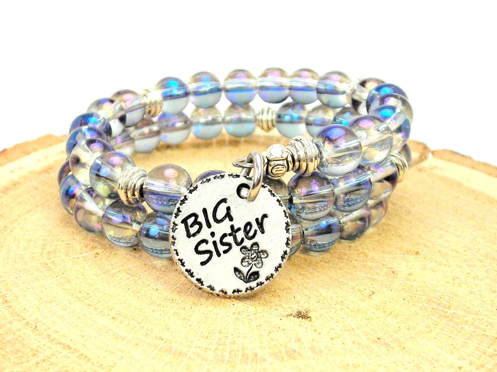 Große Schwester Kleine Auf Einer Meerjungfrau Aurora Borealis Perlenwickelarmband von HustleHardMetals