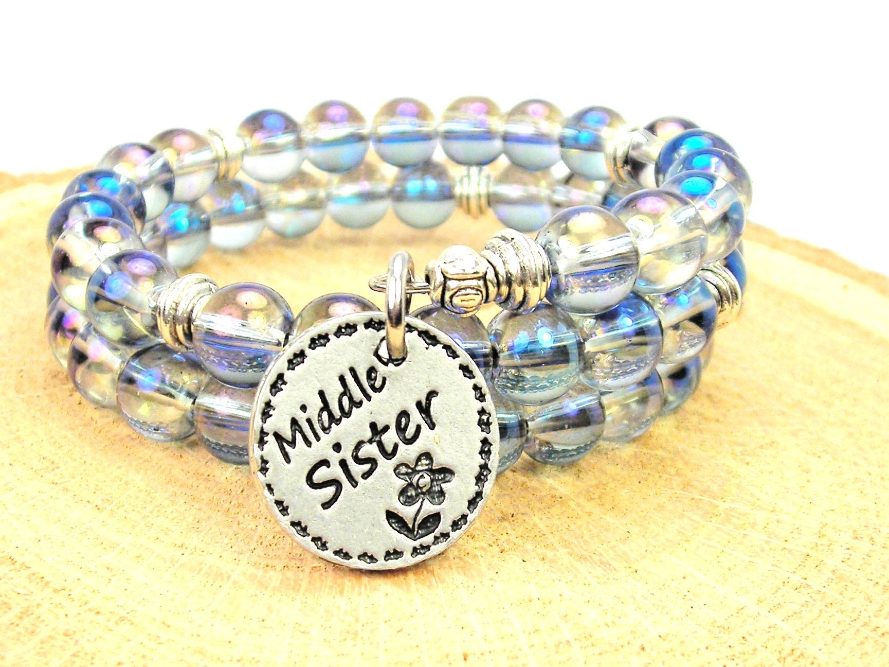 Große Schwester Mittelschwester Kleine Auf Einer Meerjungfrau Aurora Borealis Perlenwickel-Armband von HustleHardMetals