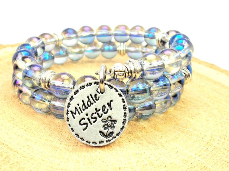 Große Schwester Mittelschwester Kleine Auf Einer Meerjungfrau Aurora Borealis Perlenwickel-Armband von HustleHardMetals