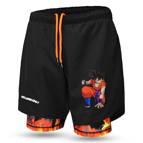 Hustlers Only 2-in-1 Anime Gym Shorts für Herren, leichte Leichtathletik, Sport-Shorts mit Handytaschen für Laufen, Radfahren und Fitnessaktivitäten, Schwarz , XXL Hustlers Only 2-in-1 Anime Gym Shorts für Herren, leichte Leichtathletik, Sport-Shorts mit Handytaschen für Laufen, Radfahren und Fitnessaktivitäten, Schwarz , XXL von Hustlers Only