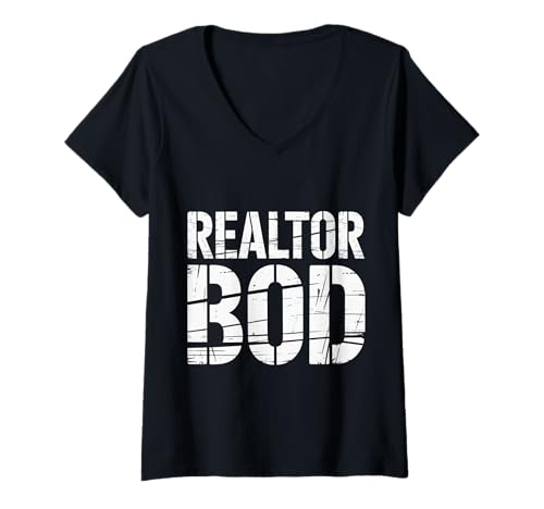 Damen Realtor BOD Fitness -Fitnessstudio für Immobilienmakler - T-Shirt mit V-Ausschnitt Damen Realtor BOD Fitness -Fitnessstudio für Immobilienmakler - T-Shirt mit V-Ausschnitt von Hustling -Häuser heben Routine an