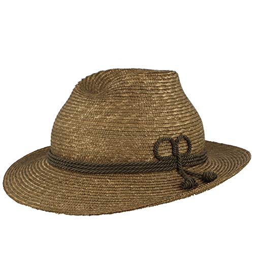 Breiter Trachten-Strohhut Sommerhut Trachtenhut – Werdenfelser – 100% Stroh Hut mit 3-Fach Kordel - Grün L von Breiter