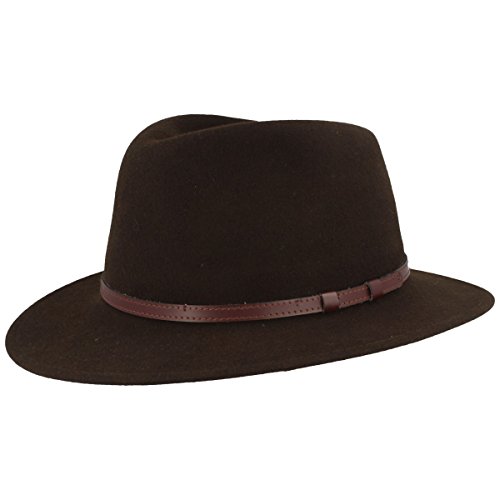 Outdoor FilzHut TrekkingHut Wollhut aus 100% Wolle – Wasserabweisend & Faltbar – Hut mit Ledergarnitur - Braun 56 von Breiter