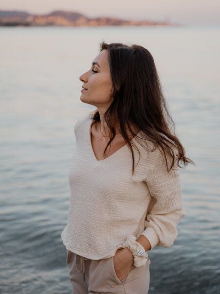 Hutch&Putch Musselin Bluse (kurz) - mit Ballonärmeln - Knöpfen am Handgelenk - aus 100% Bio-Baumwolle von Hutch&Putch