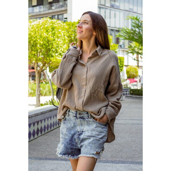Hutch&Putch Musselin Oversize Bluse - Klassische Bluse - Langarmbluse aus 100% Bio-Baumwolle von Hutch&Putch