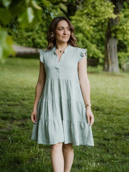 Hutch&Putch Musselin Sommerkleid - mit gerüschten Ärmeln - 100% Bio-Baumwolle - Volantkleid - kurzes Kleid - weich und atmungsaktiv von Hutch&Putch