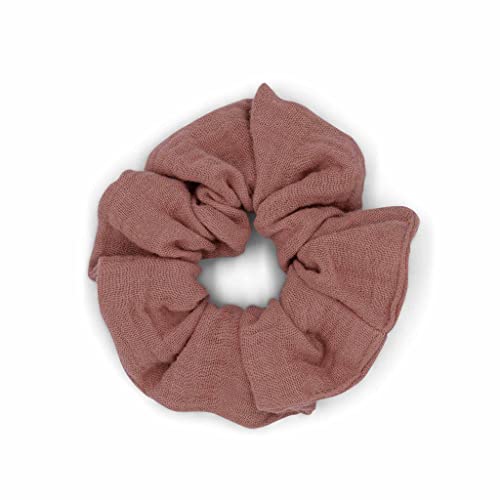 hutch&putch Premium Musselin-Scrunchie für Mädchen - Haargummi aus 100% Baumwolle - elastischer Haargummi für gesunde Haare - Scrunchie mit starkem Halt ohne Knickstelle (Altrosa) von Hutch & Putch
