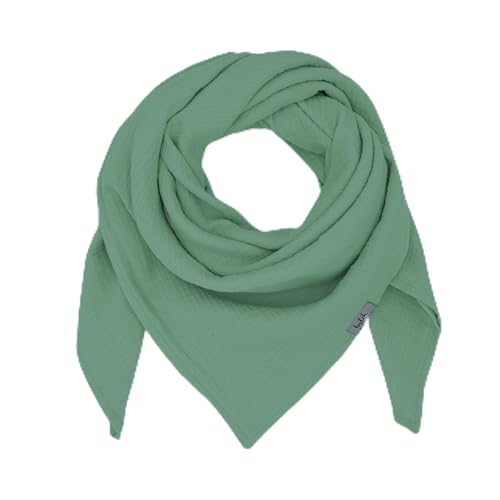 hutch&putch Musselin-Halstuch Kleinkinder 65cmx65cm - Dreieckstuch Kinder aus Bio Baumwolle - Schal für Kleinkinder - weiches Musselin Halstuch Kinder für Junge & Mädchen (Eucalyptus) von Hutch & Putch