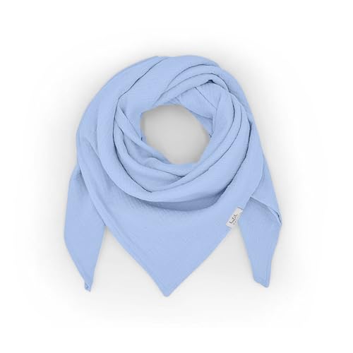hutch&putch Musselin-Halstuch Kleinkinder 65cmx65cm - Dreieckstuch Kinder aus Bio Baumwolle - Schal für Kleinkinder - weiches Musselin Halstuch Kinder für Junge & Mädchen (Hellblau) von Hutch & Putch