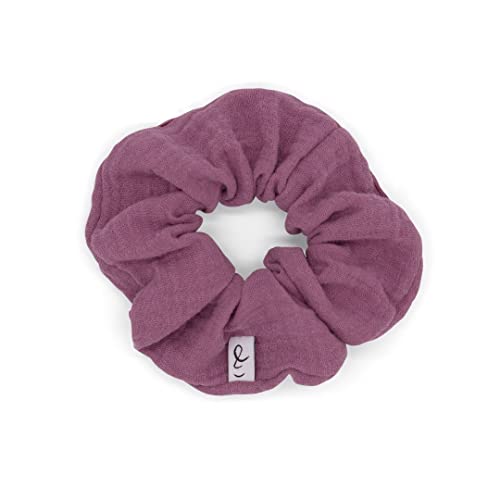 hutch&putch Premium Musselin-Scrunchie für Mädchen - Haargummi aus 100% Baumwolle - elastischer Haargummi für gesunde Haare - Scrunchie mit starkem Halt ohne Knickstelle (Berry) von Hutch & Putch