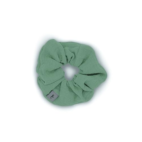 hutch&putch Premium Musselin-Scrunchie für Damen - Haargummi aus 100% Baumwolle - elastischer Haargummi für gesunde Haare - Scrunchie mit starkem Halt ohne Knickstelle (Eucalyptus) von Hutch & Putch