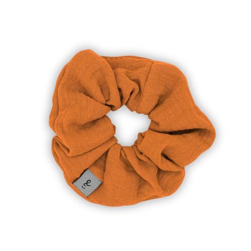 hutch&putch Premium Musselin-Scrunchie für Damen - Haargummi aus 100% Baumwolle - elastischer Haargummi für gesunde Haare - Scrunchie mit starkem Halt ohne Knickstelle (Pumpkin Spice) von Hutch & Putch