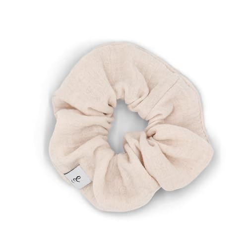 hutch&putch Premium Musselin-Scrunchie für Mädchen - Haargummi aus 100% Baumwolle - elastischer Haargummi für gesunde Haare - Scrunchie mit starkem Halt ohne Knickstelle (Beige) von Hutch & Putch