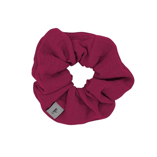 hutch&putch Premium Musselin-Scrunchie für Mädchen - Haargummi aus 100% Baumwolle - elastischer Haargummi für gesunde Haare - Scrunchie mit starkem Halt ohne Knickstelle (Red Violet) von Hutch & Putch