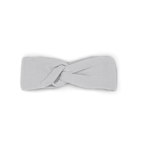 hutch&putch Premium Musselin-Stirnband für Damen - Haarband aus 100% Bio-Baumwolle - weiches Haarband mit Gummizug - Boho Stirnband mit starkem Halt ohne Knickstelle (Light Grey) von Hutch & Putch