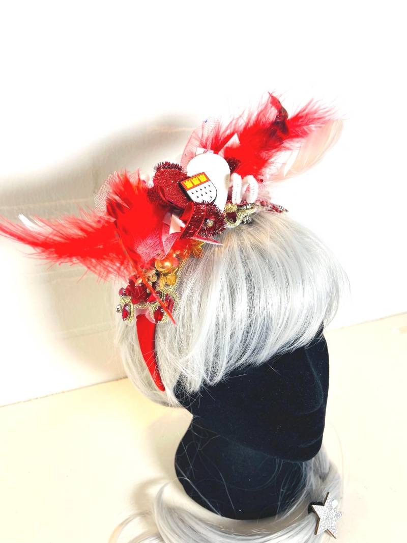 Haarreif Colonia „Köln" Rot/Weiß/strass von Hutkaeppchen