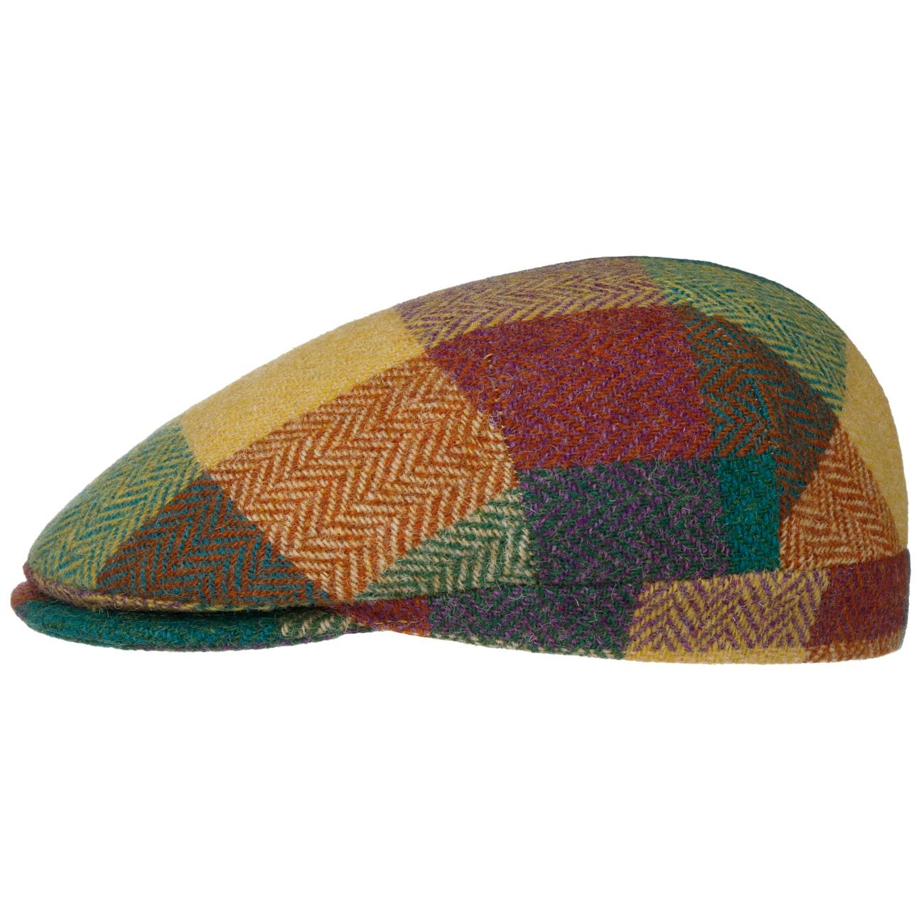 Herringbone Harris Tweed Colour Check Flatcap von Hutshopping