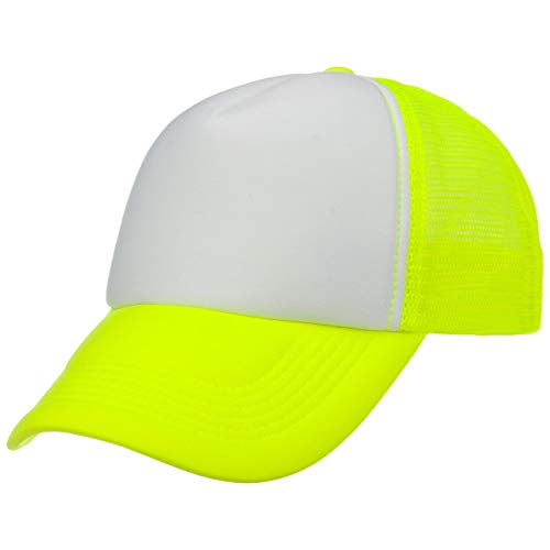 Hutshopping 70er Rapper Cap Truckercap Meshcap Kappe Mütze Basecap (One Size - Neongelb) von sombreroshop