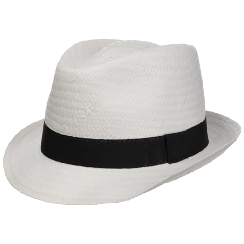 Hutshopping Malaga Strohtrilby für Damen, Herren und Kinder weiß -Frühjahr/Sommer - Strohhut in der Größe 57 cm - Sommerhut aus 100% Papierstroh - In Italien gefertigter Sonnenhut von Hutshopping