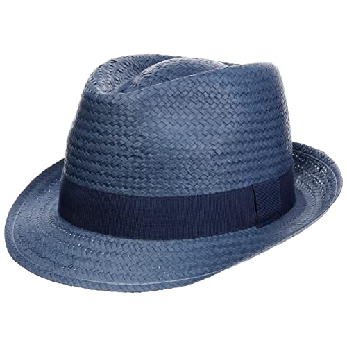 Hutshopping Malaga Strohtrilby für Damen, Herren und Kinder blau -Frühjahr/Sommer - Strohhut in der Größe 61 cm - Sommerhut aus 100% Papierstroh - In Italien gefertigter Sonnenhut von Hutshopping