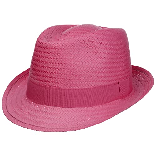 Hutshopping Malaga Strohtrilby für Damen, Herren und Kinder Fuchsia -Frühjahr/Sommer - Strohhut in der Größe 53 cm - Sommerhut aus 100% Papierstroh - In Italien gefertigter Sonnenhut von Hutshopping