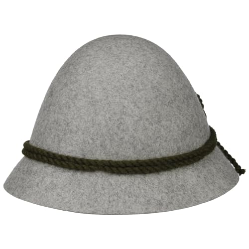 Klassischer Schinderhannes Trachtenhut - Almhut aus Wollfilz - Jadgdhut mit Kordelgarnitur - Hirtenhut mit Ripsfutterband - Filzhut Sommer/Winter - Herrenhut grau 58 cm von Hutshopping