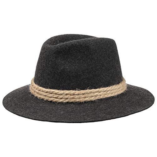 Ur-Tiroler Trachtenhut - Almhut Herren/Damen - Wanderhut aus 100% Wollfilz - Oktoberfesthut mit RIpsfutterband - Tirolerhut Sommer/Winter - Filzhut anthrazit 57 cm von Cappellishop