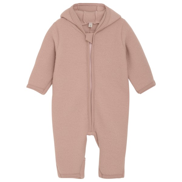 Huttelihut - Baby's Pram Suit Bear Ears Wool Fleece - Overall Gr 104 braun/rosa von Huttelihut