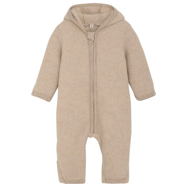 Huttelihut - Baby's Pram Suit Bear Ears Wool Fleece - Overall Gr 98 beige von Huttelihut