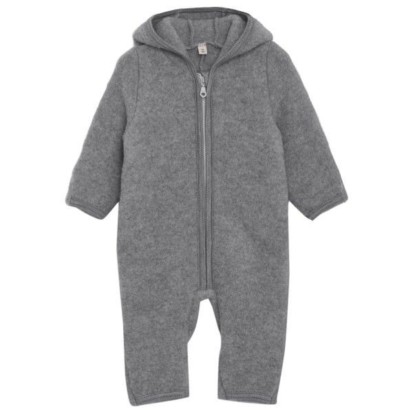 Huttelihut - Kid's Pram Suit Bear Ears Wool Fleece - Overall Gr 68 grau von Huttelihut