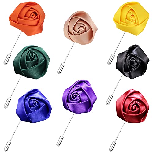 Huture 8 Stück Rose Brosche Anstecknadel Broschen Metallclip Blusen Clips Schal Zubehör Clip Nadeln Kristall Vintage Clips Mode Schmuck Abzeichen Corsage für Herren Damen, 8 Farben von Huture