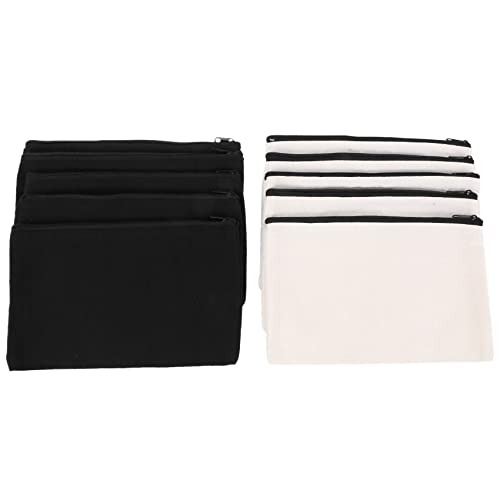 Huudngeje 10 StüCk Leinwand Makeup Leinwand Reiß Verschluss Tasche Bleistiftetui Leere DIY Bastel Tasche für Reisen DIY Bastel Schule von Huudngeje