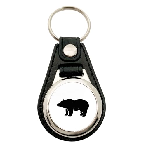 Huuraa Anhänger Bär Silhouette Geschenk Metall mit Kunstleder Einkaufswagenlöser Bär Präsent von Huuraa