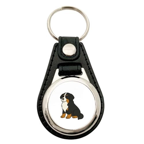 Huuraa Anhänger Berner Sennenhund Comic Berner Geschenk Metall mit Kunstleder Einkaufswagenlöser Berner Sennenhund Präsent von Huuraa