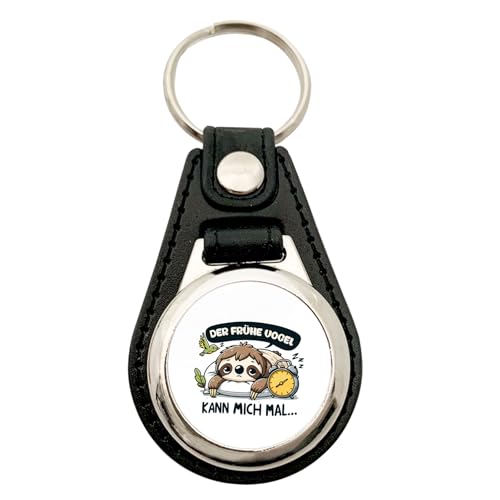 Huuraa Anhänger Der frühe Vogel kann mich mal Faultier Geschenk Metall mit Kunstleder Einkaufswagenlöser Der frühe Vogel kann mich mal Präsent von Huuraa