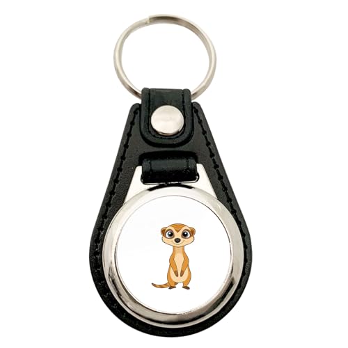 Huuraa Anhänger Erdmännchen Comic Geschenk Metall mit Kunstleder Einkaufswagenlöser Erdmännchen Präsent von Huuraa