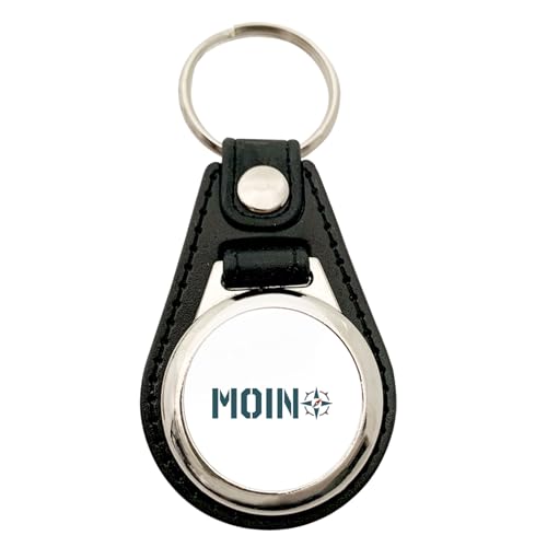 Huuraa Anhänger Moin Kompass Geschenk Metall mit Kunstleder Einkaufswagenlöser Moin Kompass Präsent von Huuraa