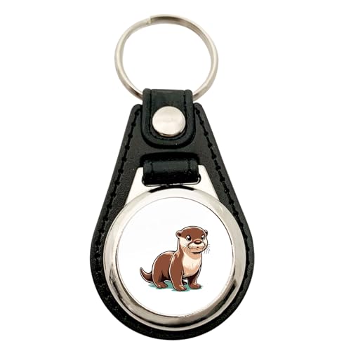 Huuraa Anhänger Otter Comic Geschenk Metall mit Kunstleder Einkaufswagenlöser Otter Präsent von Huuraa
