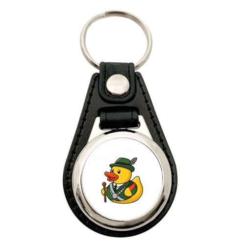 Huuraa Anhänger Quietscheente Schützenkönig Gummiente Schützenfest Geschenk Metall mit Kunstleder Einkaufswagenlöser Quietscheente Schützenkönig Präsent von Huuraa