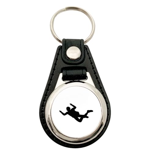 Huuraa Anhänger Skydiving Silhouette Geschenk Metall mit Kunstleder Einkaufswagenlöser Skydiving Präsent von Huuraa